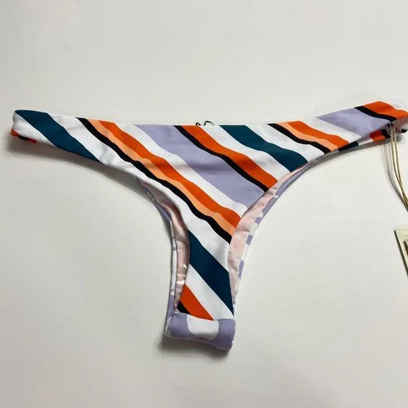 NWT MAAJI SCAPE OF LOVE BIKINI BOTTOM Lavender Floral Striped Cheeky Large L - Picture 11 of 12